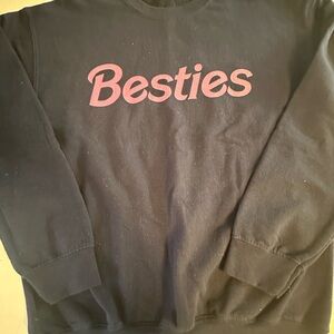 Navy Sweatshirt with Pink 'Besties' in “Barbie” Print